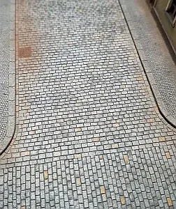 Křižovatka tvaru T - kočičí hlavy H0